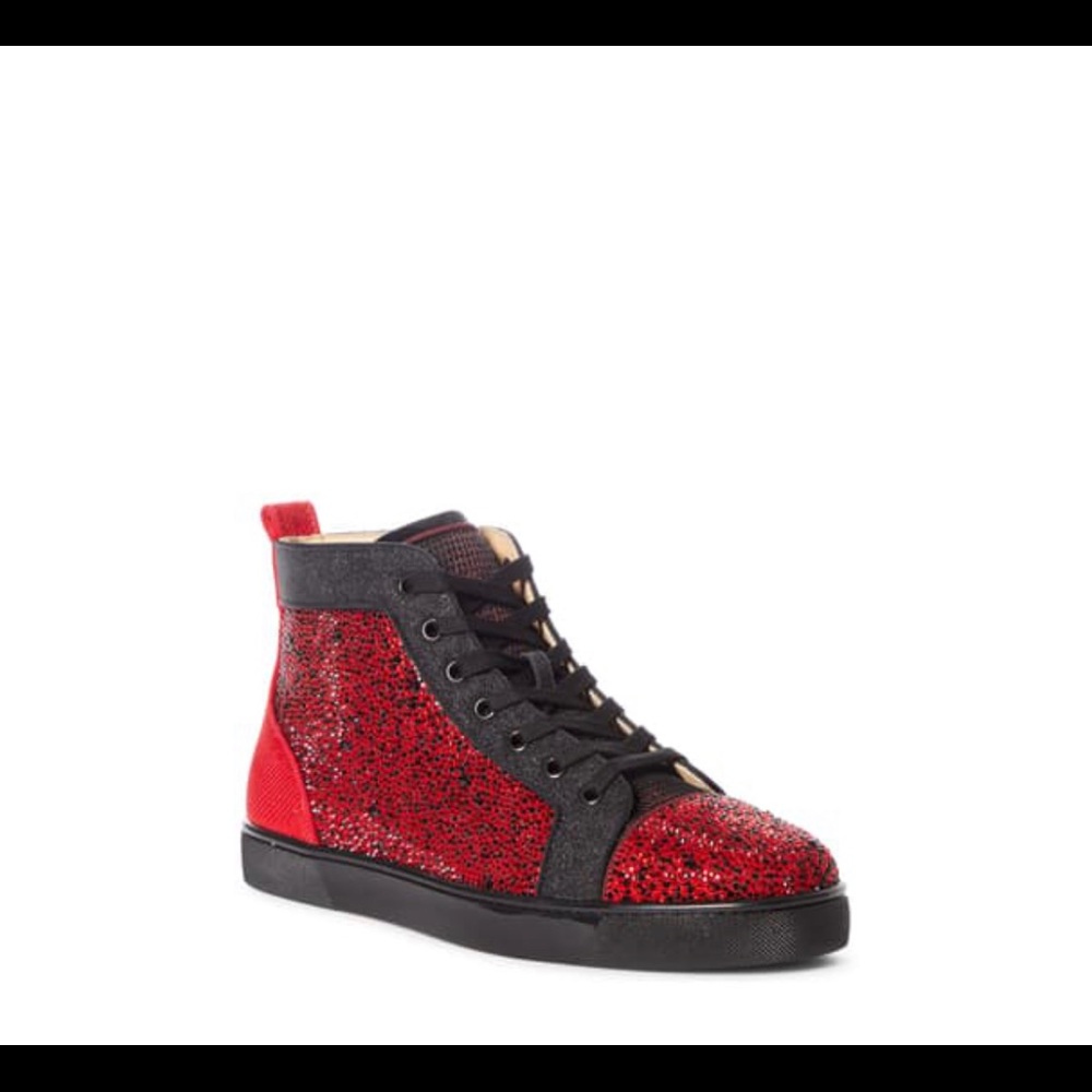 Christian Louboutin Red Glitter Orlando Flat - Picture 5 of 6